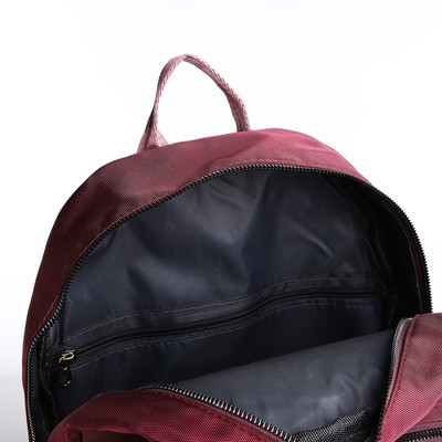 Рюкзак с пеналом, 26*11*35, отд. на молнии 5 н/кармана, бордовый - фото 5 - id-p216737612