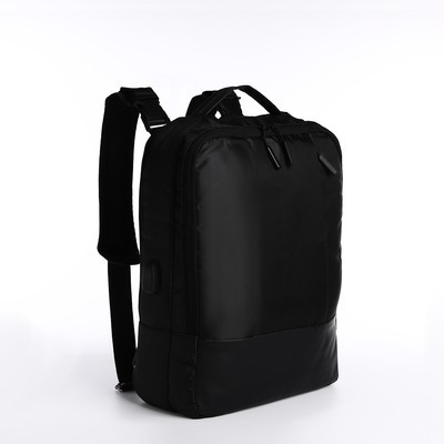Рюкзак- сумка, 30*8*39, 2 отд на молнии, 2 н/кармана, черный - фото 1 - id-p216737625