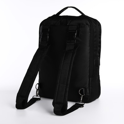 Рюкзак- сумка, 30*8*39, 2 отд на молнии, 2 н/кармана, черный - фото 2 - id-p216737625