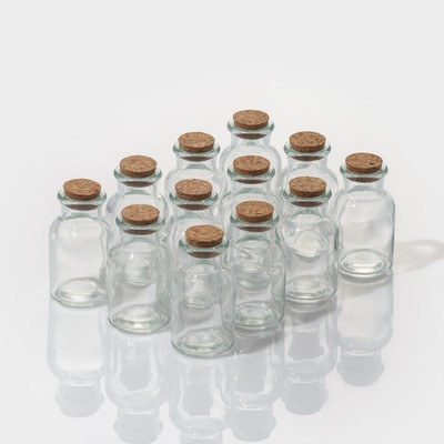 Набор баночек стеклянных для специй с пробковой крышкой Доляна «Парфе», 70 мл, 4,5×8 см, 12 шт - фото 1 - id-p216707738