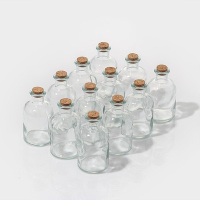 Набор стеклянных баночек для сыпучих продуктов с пробковой крышкой Доляна «Парфе», 125 мл, 5,8×10,4 см, 12 шт - фото 1 - id-p216707744