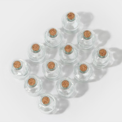 Набор стеклянных баночек для сыпучих продуктов с пробковой крышкой Доляна «Парфе», 125 мл, 5,8×10,4 см, 12 шт - фото 2 - id-p216707744