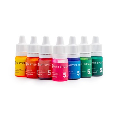 Набор жидких красителей для эпоксидной смолы и силикона, 7 цветов по 5 мл - фото 1 - id-p216711252