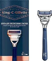 Gillette KING C. Бритва для чувствительных участков / кожи с 1 кассетой Бритва / Станок для бритья мужской