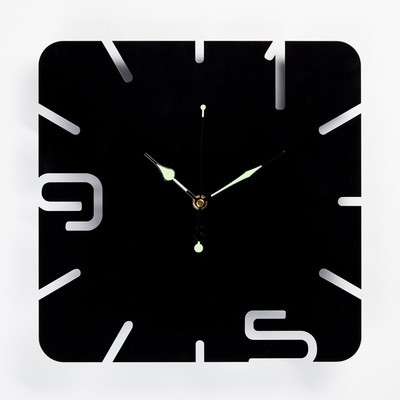 Часы настенные из металла "Минимализм", плавный ход, 37 х 37 см, светящиеся - фото 1 - id-p216679012