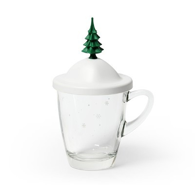 Чашка с крышкой Winter, 250 мл, белая с зелёным - фото 3 - id-p216688251