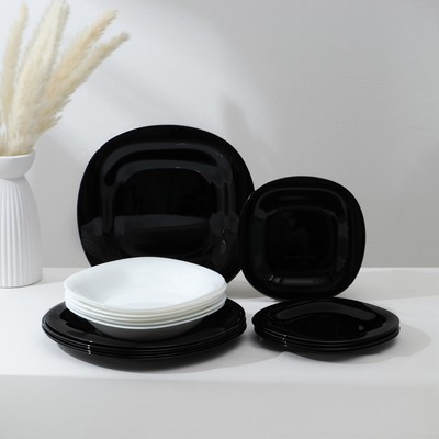 Сервиз столовый Luminarc Carine, стеклокерамика, 18 предметов, цвет белый и чёрный - фото 1 - id-p216707912
