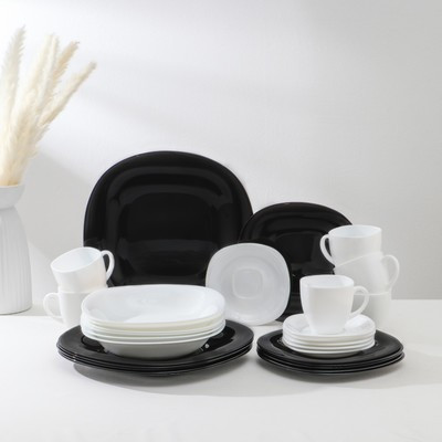 Сервиз столовый Luminarc Carine White&Black, стеклокерамика, 30 предметов, цвет белый и чёрный - фото 1 - id-p216707920