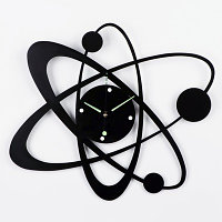 Часы настенные из металла "Космос", плавный ход, 40 х 40 см, d-12 см, светящиеся