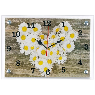 Часы-картина настенные, серия: Цветы, "Ромашки в форме сердца", 25 х 35 см - фото 5 - id-p216679419