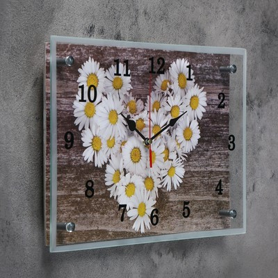 Часы-картина настенные, серия: Цветы, "Ромашки в форме сердца", 25 х 35 см - фото 8 - id-p216679419