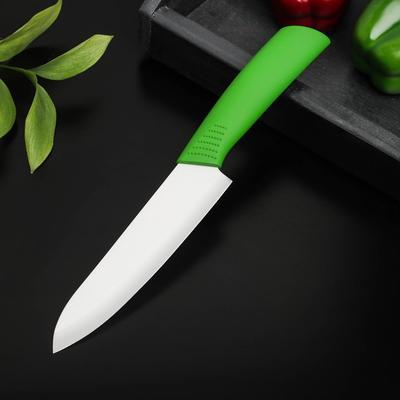 Нож керамический Доляна «Симпл», лезвие 15 см, ручка soft touch, цвет зелёный - фото 1 - id-p216712480