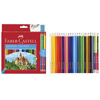 Карандаши 24 цветов Faber-Castell "Замок" шестигранные + 3 двухцветных карандаша + точилка