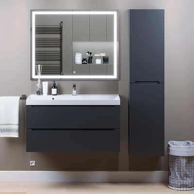 Шкаф-пенал для ванной комнаты Uperwood Tanos, 33х25,5х150 см, подвесной, черная эмаль - фото 3 - id-p216737796