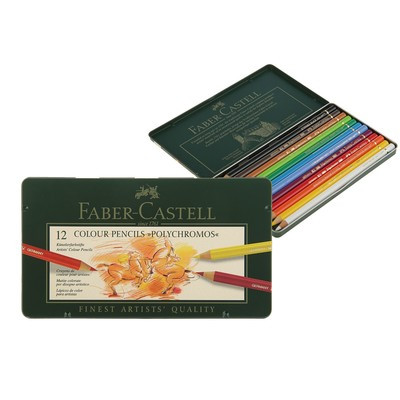 Карандаши художественные цветные Faber-Castell Polychromos® 12 цветов, в металлической коробке - фото 1 - id-p216711375