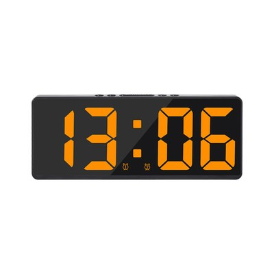 Часы настольные электронные: будильник, термометр, календарь, USB, 15х6.3 см, оранжевые цифры 9197 - фото 1 - id-p216679529