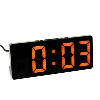 Часы настольные электронные: будильник, термометр, календарь, USB, 15х6.3 см, оранжевые цифры 9197 - фото 2 - id-p216679529