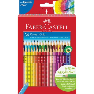 Карандаши цветные Faber-Castell "Grip", 36 цветов, трехгранные, заточенные, в картонной коробке с европодвесом - фото 1 - id-p216711379