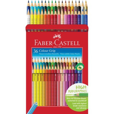 Карандаши цветные Faber-Castell "Grip", 36 цветов, трехгранные, заточенные, в картонной коробке с европодвесом - фото 2 - id-p216711379