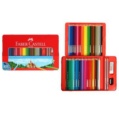 Карандаши 48 цвета Faber-Castell "Замок", трёхгранный корпус, 2 чернографитных карандаша , с ластиком, в - фото 1 - id-p216711382