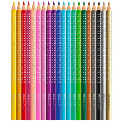 Карандаши цветные Faber-Castel "Sparkle", 20 цветов + точилка, трехгранные, в металлической коробке - фото 4 - id-p216711383