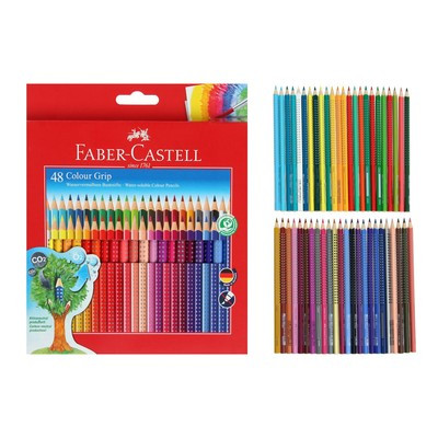 Карандаши цветные 48 цветов Faber-Castell GRIP 2001, трехгранные, в картонной коробке с европодвесом - фото 1 - id-p216711385