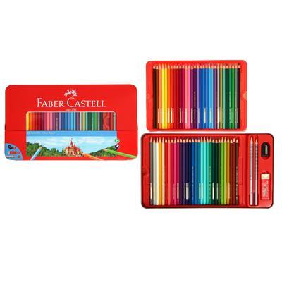 Карандаши 60 цвета Faber-Castell "Замок", шестигранный корпус, 2 чернографитных карандаша , с ластиком и - фото 1 - id-p216711386
