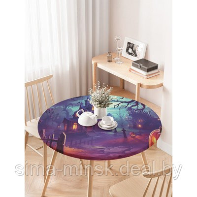 Скатерть на кухонный стол «Таинственная ночь», круглая на резинке, размер 120x120 см - фото 3 - id-p216684297