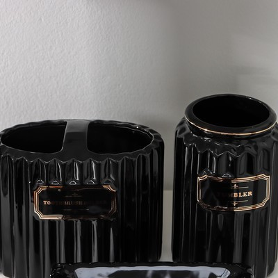 Набор аксессуаров для ванной комнаты «Классика», 4 предмета (дозатор 350 мл, мыльница, 2 стакана), цвет чёрный - фото 3 - id-p216745670