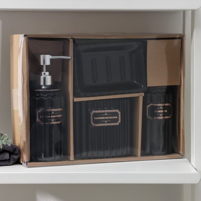 Набор аксессуаров для ванной комнаты «Классика», 4 предмета (дозатор 350 мл, мыльница, 2 стакана), цвет чёрный - фото 4 - id-p216745670