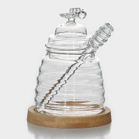 Баночка стеклянная для мёда и варенья с ложкой BellaTenero «Эко. Пчёлка», 300 мл, 10×12,5 см