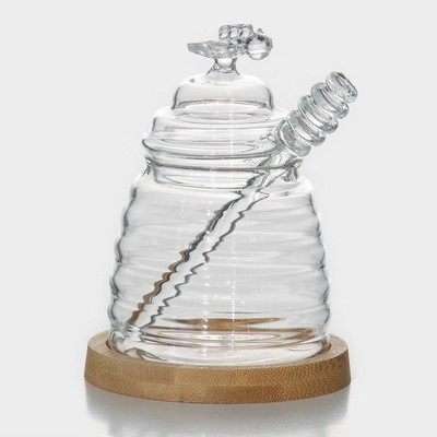 Баночка стеклянная для мёда и варенья с ложкой BellaTenero «Эко. Пчёлка», 300 мл, 10×12,5 см - фото 1 - id-p216708049