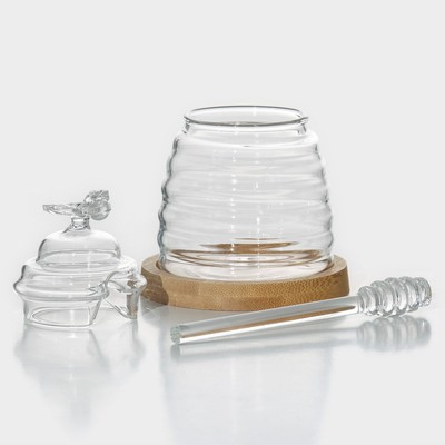 Баночка стеклянная для мёда и варенья с ложкой BellaTenero «Эко. Пчёлка», 300 мл, 10×12,5 см - фото 3 - id-p216708049
