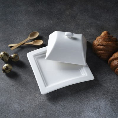 Маслёнка фарфоровая Magistro «Бланш», 16×8 см, цвет белый - фото 6 - id-p216706842