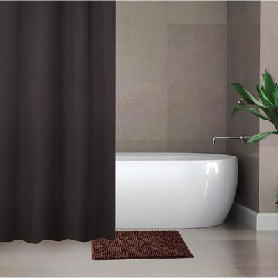 Набор для ванной «Комфорт»: штора 180×180 см, ковёр 40×60 см, цвет коричневый - фото 1 - id-p216745943
