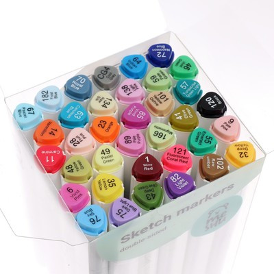 Маркеры для скетчинга двусторонние MESHU, 36 цветов (основные цвета) - фото 2 - id-p216711522