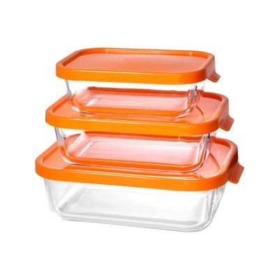Набор стеклянных контейнеров, цвет оранжевый, 3 шт. - фото 1 - id-p216713823