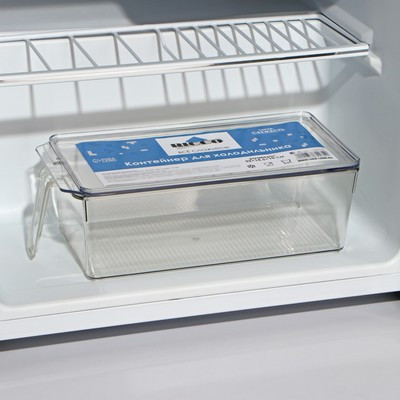 Контейнер для холодильника с крышкой и ручкой RICCO, 32×14,5×10 см, цвет прозрачный - фото 5 - id-p216713864