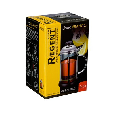 Чайник заварочный френч-пресс Regent inox Franco, с двойными стенками, 0.6 л - фото 4 - id-p216688799