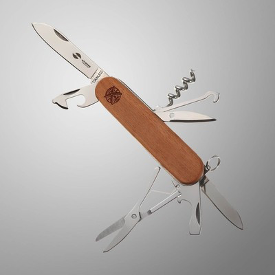 Нож перочинный Stinger, 13 функций, рукоять - древесина сапеле, 9 см - фото 1 - id-p216709463