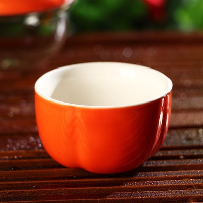 Набор для чайной церемонии керамический «Тыква», 5 предметов: гайвань 200 мл, малая чаша 60 мл, большая чаша - фото 3 - id-p216687298