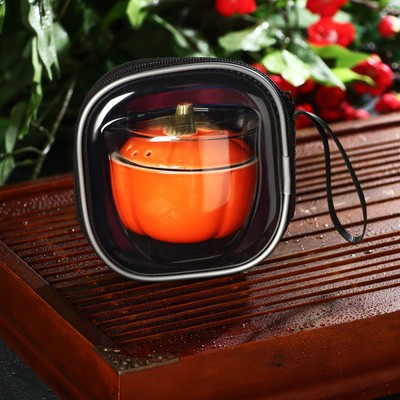 Набор для чайной церемонии керамический «Тыква», 5 предметов: гайвань 200 мл, малая чаша 60 мл, большая чаша - фото 5 - id-p216687298