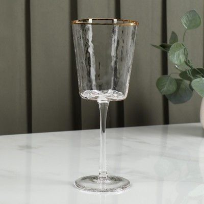 Бокал стеклянный для вина Magistro «Жемчуг», 300 мл, 8,5×22 см, форма треугольник, с золотой отводкой - фото 2 - id-p216687349