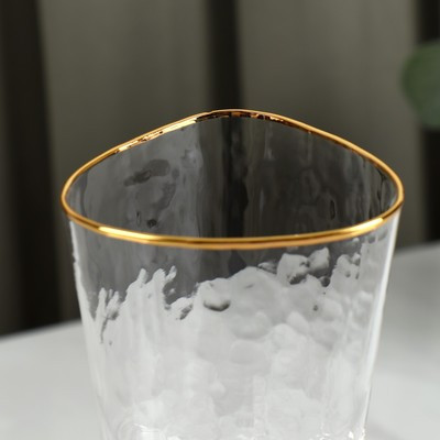 Бокал стеклянный для вина Magistro «Жемчуг», 300 мл, 8,5×22 см, форма треугольник, с золотой отводкой - фото 3 - id-p216687349