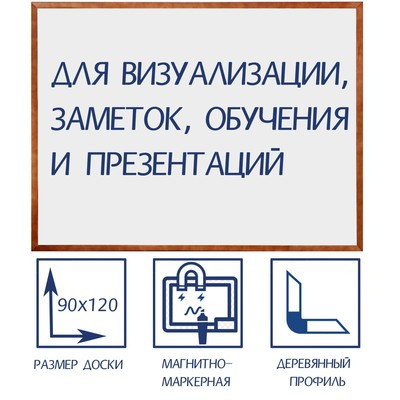 Доска магнитно-маркерная 90х120 см, Calligrata, в деревянной рамке (морилка темная) - фото 4 - id-p216683719