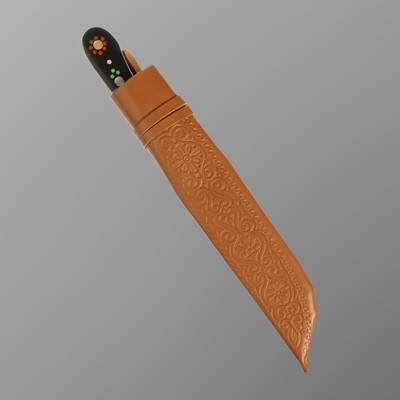 Нож Пчак Шархон - Большой, пластик, ёрма мехенди, гарда олово. ШХ-15 (16-17 см) - фото 3 - id-p216709523