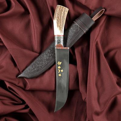 Нож Пчак Шархон - Большой, косуля, широкая рукоять, гарда олово гравировка. ШХ-15 (17-19 см) - фото 1 - id-p216709535