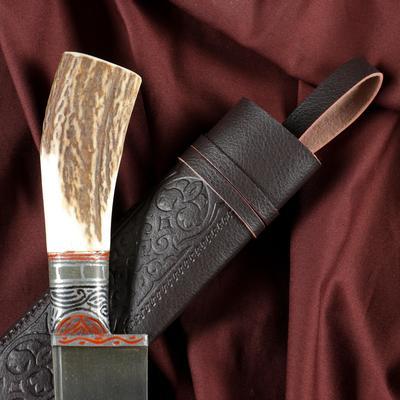 Нож Пчак Шархон - Большой, косуля, широкая рукоять, гарда олово гравировка. ШХ-15 (17-19 см) - фото 3 - id-p216709535