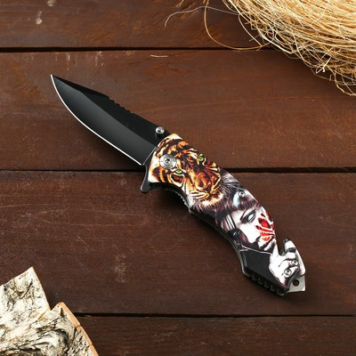 Нож перочинный "Тигр", лезвие с зазубринами 8,5см, рукоять микс, 20см - фото 1 - id-p216709559