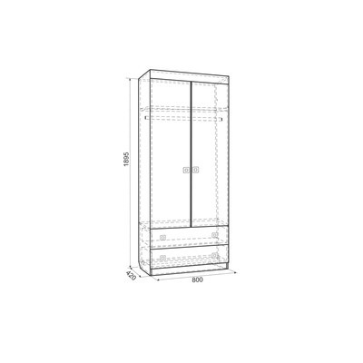Шкаф комбинированный Форсаж, 800×410×1890, дуб сонома/белый - фото 2 - id-p216739106